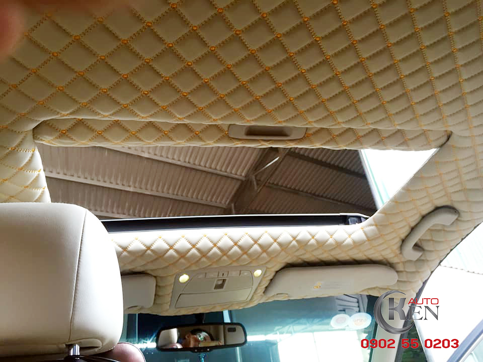 Ốp trần ô tô 5D da trơn nâu cho dòng xe có cửa sổ trời